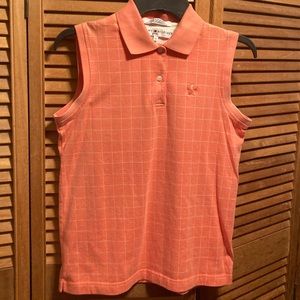 Tommy Hilfiger Coral and White Sleeveless Polo Shirt